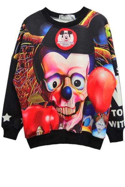 Oasap Cartoon Skull Sweatshirt