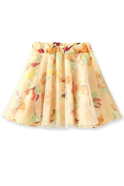 Oasap Ink Painting Organza Mini Skirt