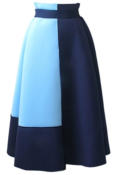 Oasap Chic Color Block High Waist A-line Dress