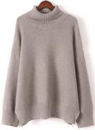 Oasap High Neck Long Sleeve Solid Loose Sweater
