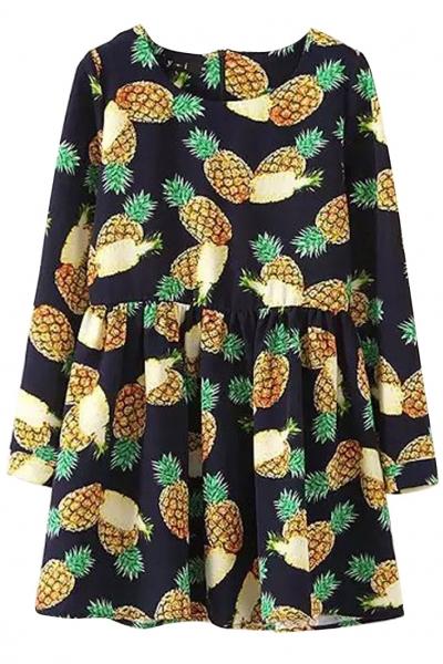 Oasap Chic Pineapple Printing A-line Dress