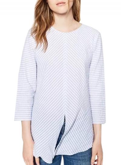 Oasap Women's Color Block Striped Print Loose Fit Blouse