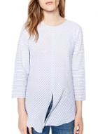 Oasap Women's Color Block Striped Print Loose Fit Blouse