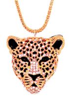 Oasap Rhinestone Embellished Leopard Head Necklace