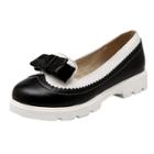 Oasap Cute Block Heels Color Block Bow Round Toe Shoes