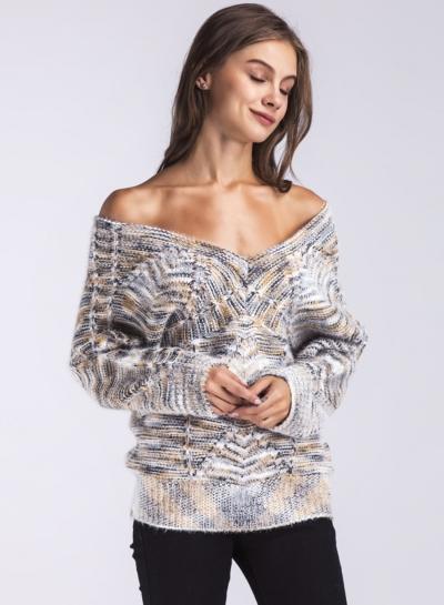 Oasap V Neck Long Sleeve Pullover Sweater