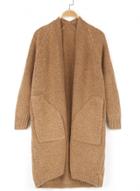 Oasap Solid Open Front Knitted Cardigan With Pockets