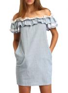 Oasap Women's Slash Neck Off Shoulder Ruffle Sleeve Mini Dress