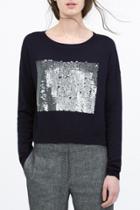 Oasap Fashion Round Neck Sequin Pattern Sweater