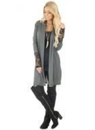 Oasap Long Sleeve Lace Panel Open Front Knit Cardigan