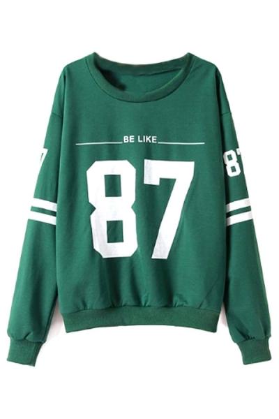 Oasap Green Baseball Sweatshirt