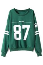 Oasap Green Baseball Sweatshirt