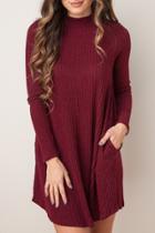 Oasap Classic Round Neck Ribbed Knit Stretch Trapzez Dress