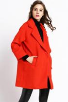 Oasap Faddish Solid Notch Lapel One-button Front Longline Coat