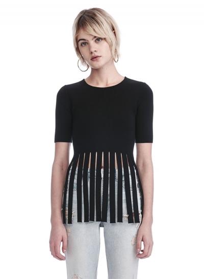 Oasap Solid Color Tassel Hem Tee Shirt
