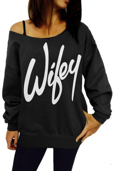 Oasap Fashion Graphic Round Neckline Sweatshirt