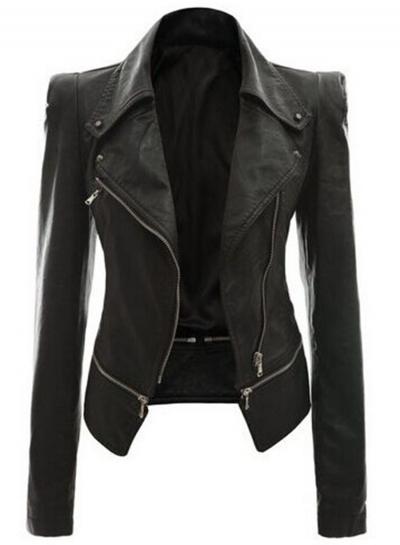 Oasap Fashion Pu Zip Motorcycle Jacket