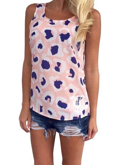 Oasap Fashion Backless Crochet Panel Printed Tank