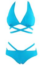 Oasap Hot Crossed Strap Halter Two Piece Swimsuit