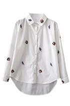 Oasap Women's Casual Printing Button Down High Low Blouse