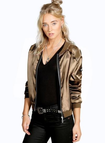 Oasap Fashion Solid Zip Short Bomber Jacket