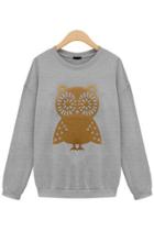 Oasap Relaxed Owl Graphic Sweatshirt