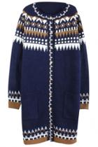 Oasap Zigzag Geo Print Knit Cardigan