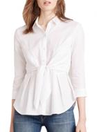 Oasap Women's Fashion Solid 3/4 Sleeve Tie Front Button Down Shirt