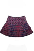 Oasap Preppy Sweet Check Printing Pleated Skirt
