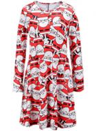 Oasap Women's Christmas Santa Graphic Round Neck A-line Dress