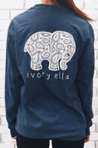 Oasap Elephant Ivory Ella Graphic Long Sleeve Tee