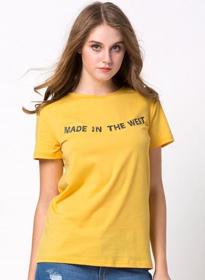 Oasap Letter Graphic Round Neck Knit Tee