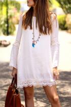 Oasap Oversized Crochet Lace Paneled Long Sleeve Dress