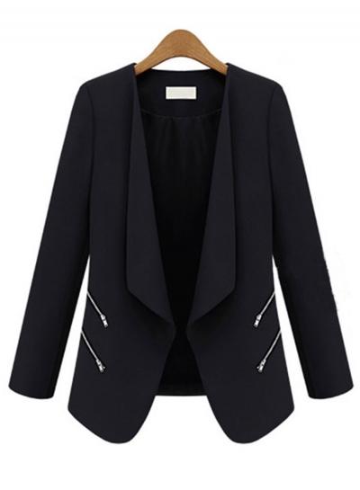 Oasap Shawl Collar Long Sleeve Blazer With Zipper Decoration