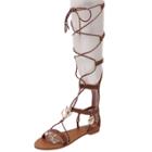 Oasap Open Toe Lace Up Flat Heels Boots Sandals