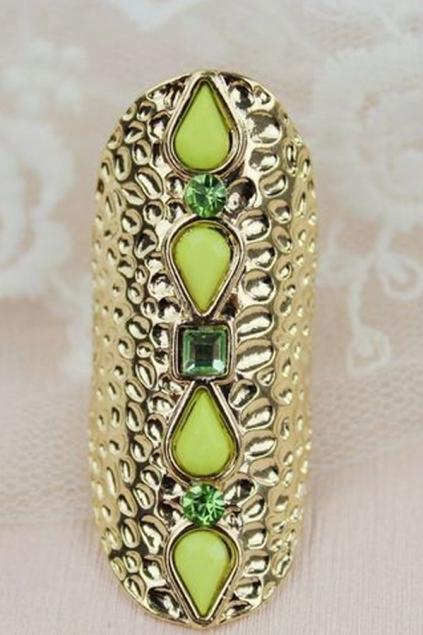 Oasap Artificial Gem And Rhinestone Knuckle Ring