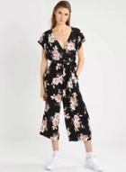 Oasap V Neck Floral Print Wide Leg Jumpsuit
