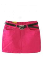 Oasap Bright Color Peaked Front Stitching Mini Skirt
