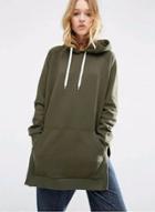 Oasap Fashion Side Split Loose Hoodie With Pocket