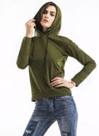 Oasap Long Sleeve Solid Color Pullover Hoodies