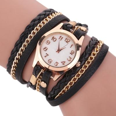 Oasap Woven Chain Link Wrap Around Bracelet Wrist Watch