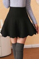 Oasap Stripe Textured Scalloped Mini Skirt