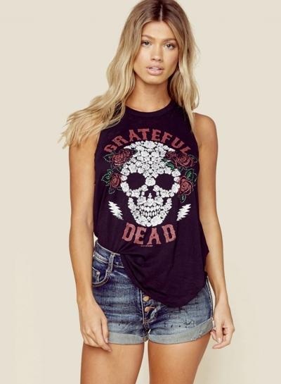 Oasap Fashion Skull Printed Backless Loose Tank