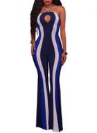Oasap Striped Spaghetti Strap Cut Out Bell-bottoms Jumpsuit