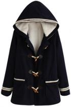 Oasap Chic Claw Button Hooded Coat