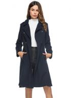 Oasap Solid Color Long Sleeve Double Breasted Trench Coat