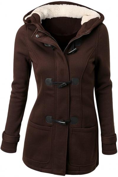 Oasap Fashion Horn Button Fleece Coat