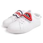 Oasap Round Toe Letter Embroidery Lace Up Shoes
