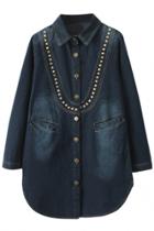 Oasap Sexy Blue Denim Coat With Rivet