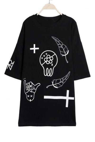 Oasap Loose 3/4 Sleeve Sweatshirt
